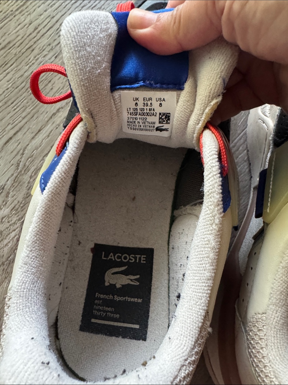 Lacoste Black, Blue & Red Athletic Sneakers - Picture 2 of 5